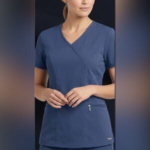 Grey's Anatomy by Barco Spandex Stretch Scrub Top Navy Medium